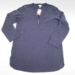J. Jill Tunic Pure Jill Stretch Tencel Dot Textured Slate Blue Size Small New